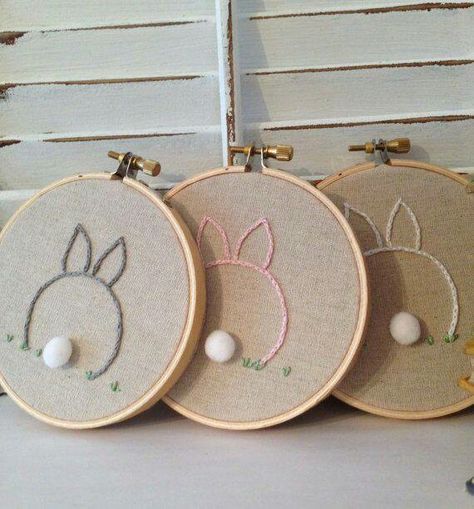 Bunny Embroidery Hoop Nursery, Hoops Embroidery, Boho Bunny, Embroidery Hoop Decor, Embroidery Hoop Crafts, Bunny Embroidery, Pillow Embroidery, Wooden Embroidery Hoops, Easter Embroidery