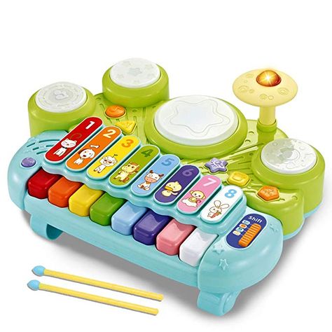 Amazon.com: fisca 3 in 1 Musical Instruments Toys, Electronic Piano Keyboard Xylophone Drum Set - Learning Toys with Lights for Baby & Toddler 1 2 3 Year Old Boys and Girls: Toys & Games Guitar Modes, Expensive Toys, Toy Drum, Baby Musical Toys, Kids Musical Instruments, Girls Toys, Music Toys, Piano Keyboard, Developmental Toys