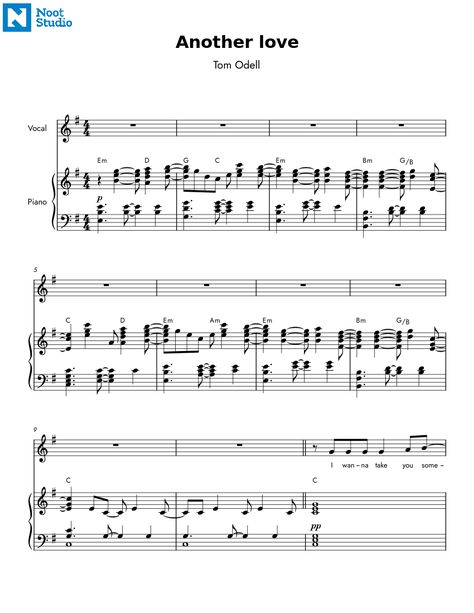 Another Love Piano, Tom Odell, Sheet Music For Piano, Another Love, Piano Sheet, Free Sheet Music, Piano Sheet Music, Sheet Music, Piano