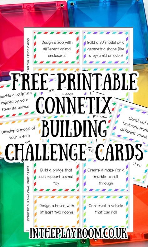 Connetix Tiles and Free Printable Building Challenge Cards - In The Playroom Connetix Tiles, Steam Kids, Building Challenge, Diy Confetti, Fun Math Activities, Kid Friendly Crafts, Printables Free Kids, Magnetic Tiles, Steam Activities