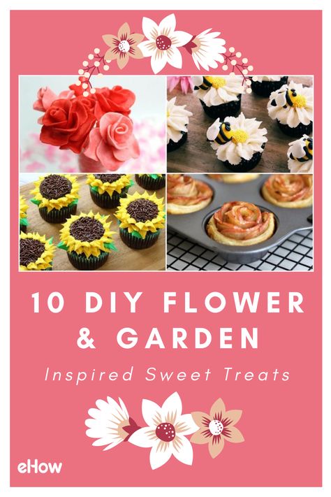 Colorful sweet treats are a famously effective mood enhancer, so it makes sense that that bright, flower- or garden-themed arrangements of baked goods are extra cheerful. If you're celebrating a special occasion, these fun and whimsical treats are sure to please. Flower Dessert Ideas, Diy Flower Garden, Whimsical Treats, Garden Cupcakes, Fall Flowers Garden, Sunflower Cupcakes, Ladybug Cupcakes, Flower Desserts, Black Fondant