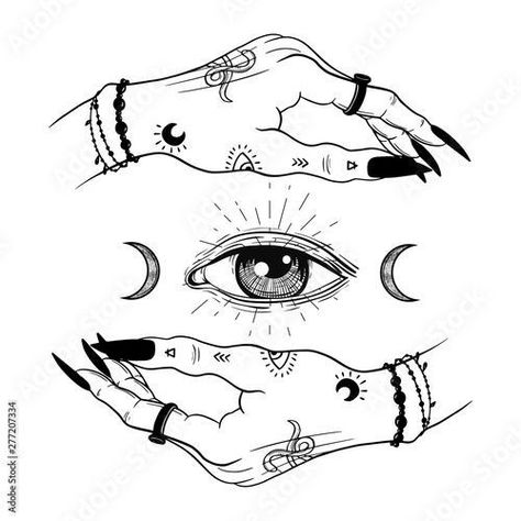 Holding Moon, Eye Magic, Nails Rings, Witch Drawing, Witch Hands, Witch Tattoo, Tattoo Art Drawings, Tattoo Flash Art, Arte Inspo