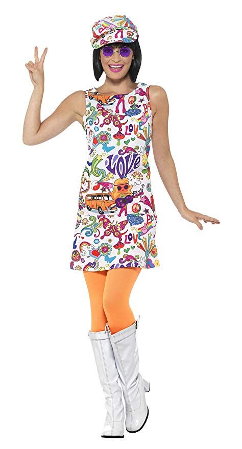 Amazon.com: Smiffys Women's 60s Groovy Chick Costume: Gateway 60s Costume Ideas, 60s Party Outfit, 60s Fancy Dress, 60s Outfit, Outfits 60s, Groovy Chick, 60s Outfits, 60s Costume, 60 Outfits