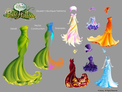 Pixie Hollow dresses in vector (internal work demo) Pixie Hollow Dress, Pixie Hollow Outfits, Tinker Bell Oc, Pixie Hollow Oc, Pixie Hallow, Disney Faries, Disney Fairies Pixie Hollow, Tinkerbell And Friends, Tinkerbell Fairies