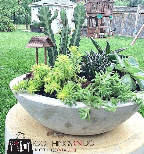 Diy Planters Indoor, Plastic Dishes, Diy Cement Planters, Metal Bowls, Diy Cement, Planter Diy, Diy Concrete Planters, Cement Garden, Concrete Construction