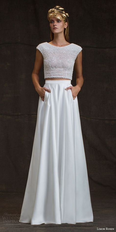 Crop Top Wedding Dress, Two Piece Wedding Dress, Wedding Dress With Pockets, 2016 Wedding Dresses, Couture Looks, Bridal Separates, Trendy Wedding Dresses, Top Wedding Dresses, Wedding Dresses Strapless