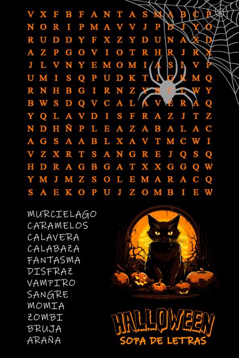 Nuevo juego para Halloween para adultos y niños. Encuentra las 12 palabras escondidas entre todas las letras que aparecen abajo. Encontraras más juegos de Halloween en nuestro Blog, ¡Descubrelo!😬 Juegos Halloween, Halloween Word Search, Game For Adults, Halloween Facts, Brain Training Games, Halloween Words, Puzzle Games, Brain Games, Halloween Games