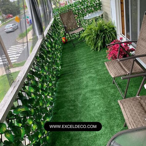 Step into your own green oasis with our balcony upgrade package! Transform your outdoor space into a lush paradise with our premium grass carpet and artificial fence. #decor#balconyupgrade#nairobidecorators#ruiru#membley #thikaroad#westlands#kileleshwa#runda Artificial Grass Carpet, Terrasse Design, Grass Carpet, Backyard Balcony, Small Balcony Design, Above Ground Pool Landscaping, Fence Screening, Artificial Lawn, Outdoor Garden Decor