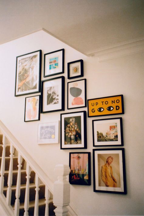 TIPS FOR CREATING THE PERFECT GALLERY WALL - Megan Ellaby Hallway And Stairs Ideas, Stairs And Landing Ideas, Hallway Stairs And Landing, Gallery Wall Stairs, Stairway Gallery, Stairway Gallery Wall, Landing Ideas, Gallery Wall Staircase, Staircase Wall Decor