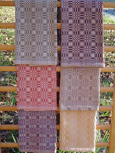 Autumn Mushroom Towels | by spindle and shuttle Fall Mushrooms, Weaving Book, Artisan Yarn, Saori Weaving, Weaving Loom Projects, Towel Weaving, Rigid Heddle Weaving, Weaving Tools, Colors Of Fall