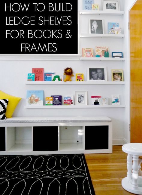 How to build picture ledge shelves - C.R.A.F.T. Diy Picture Ledge, Diy Ledge, Picture Ledge Shelves, Book Ledges, Shelves For Books, Ledge Shelves, Picture Ledges, Picture Ledge Shelf, Small Closet Space