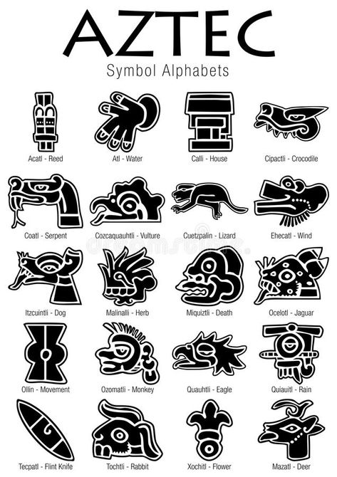 Set of Aztec Symbol Alphabets in black color stock illustration Aztec Alphabet Symbols, Aztec Art Design, Aztec Cartoon Art, Tiny Aztec Tattoo, Aztec Bird Symbol, Lenca Tribe Tattoo, Aztec Pixel Art, Aztec Protection Symbol, Aztec And Mayan Tattoos