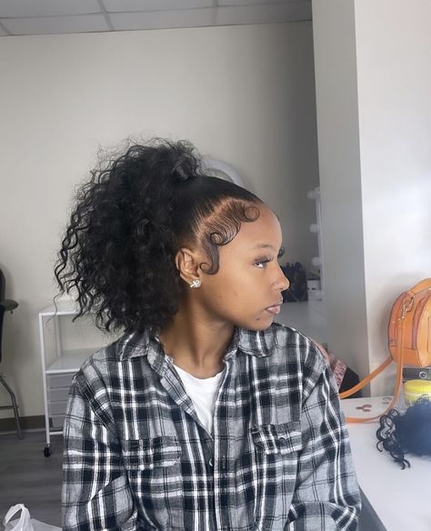 Ponytail Hairstyles High, Hairstyles High Ponytail, Curly Ponytail Weave, High Curly Ponytail, Hairstyles High, Hair Sleek, Slick Ponytail, Curly Hair Ponytail, High Ponytail Hairstyles