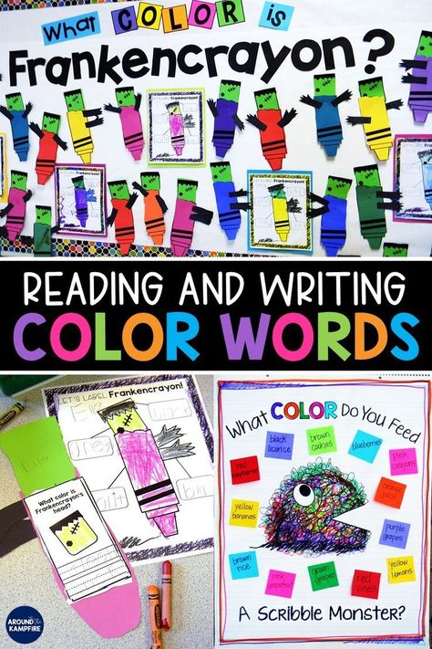 Learn ways to help your students master color words as they build their sight word vocabulary. Your Kindergarten and first grade students will love these fun ideas for reading and writing color words with Frankencrayon and Scribble Monster! Teaching Color Words, Scribble Monster, Color Word Activities, October Classroom, Kindergarten Colors, Halloween Reading, Fall Classroom, Halloween Kindergarten, Color Words