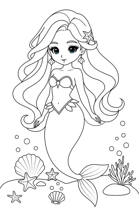 Cute Mermaid Coloring Page for Kids
 
 
 
 This free mermaid coloring page is perfect for kids of all ages. It's a great way to let your child's imagination run wild and create their own unique mermaid.
 
  #mermaid #coloringpage #kids #art #creativity Cute Colouring In Pages, Kawaii Mermaid, Palette Playground, Beach Coloring Pages, Monster Truck Coloring Pages, Mermaid Coloring Book, Space Coloring Pages, Disney Princess Coloring Pages, Monster Coloring Pages