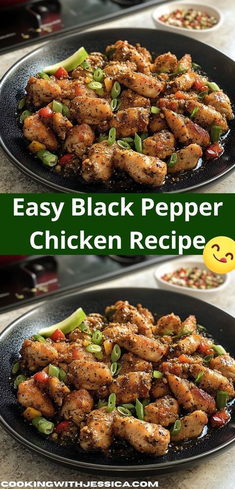 Craving a quick yet delicious dinner? This Black Pepper Chicken recipe is bursting with flavor and spices. It's an easy dinner idea that the whole family will love, perfect for busy weeknights. One Pot Black Pepper Chicken, Black Pepper Chicken Recipe, Pepper Chicken Recipe, Black Pepper Chicken, Recipes With Chicken And Peppers, Hearty Chicken, Quick Dinners, Pepper Chicken, Spicy Dishes