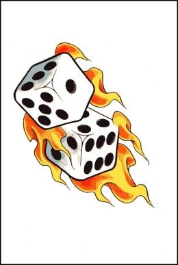 Dice Tattoo, Rockabilly Tattoo, Card Tattoo Designs, Pinstripe Art, Flame Tattoos, Theme Tattoo, Old School Tattoo Designs, Pinstriping Designs, Garage Art