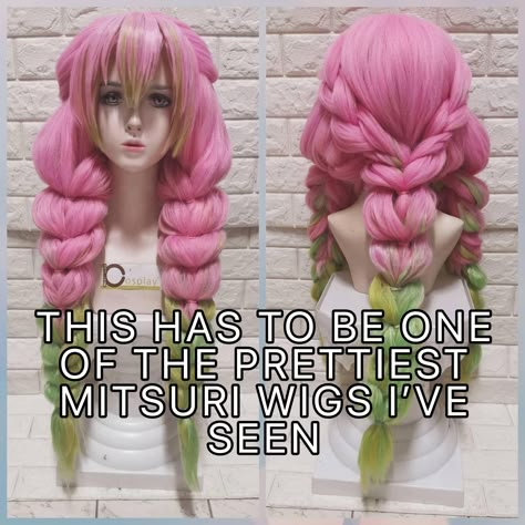 Mitsuri Kanroji Workout, Mitsuri Kanroji Outfit Ideas, Mitsuri Kanroji Hairstyle, Mitsuri Inspired Nails, Mitsuri Kanroji Black Hair, Mitsuri Braids, Mitsuri Hair Dye, Mitsuri Kanroji Hair, Mitsuri Hair Down