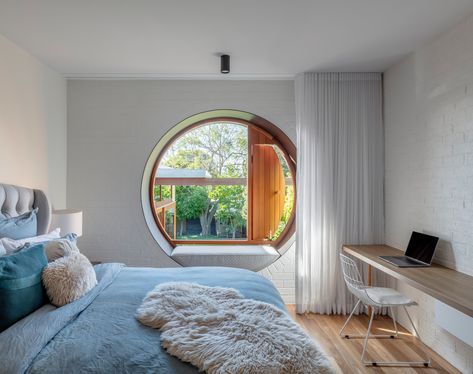 Gallery of Totoro House / CplusC Architectural Workshop - 18 Totoro House, Window Nook, Round Window, Prefab Homes, Mid Century House, Window Seat, Decoration Design, Inspired Homes, Mid Century Design