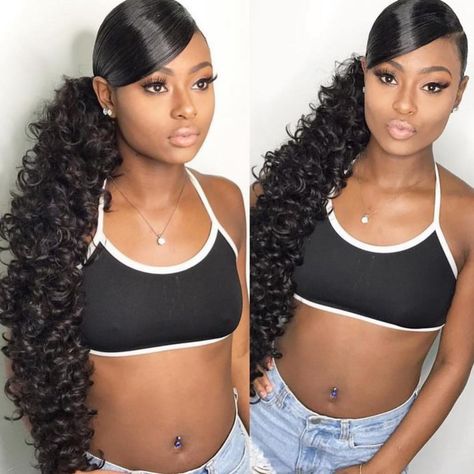 SIDE PONYTAIL ♠️♠️♠️♠️♠️♠️ Weave Ponytail Hairstyles, Weave Ponytail, Cute Ponytails, Pelo Afro, Hair Ponytail Styles, Black Hairstyles, Ponytail Styles, Hair Life, Black Girls Hairstyles