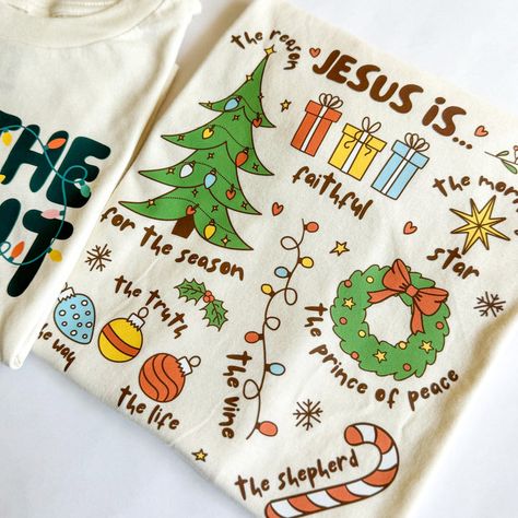 Christmas Christian Shirts For Kids, Christmas T Shirts Designs, Christmas Vinyl Shirts, Custom Christmas Shirts, Kids Christmas Shirts, Christmas Sweatshirt Ideas, Christmas Shirt Ideas, Christmas Graphic Tees, Jesus Christmas Shirt