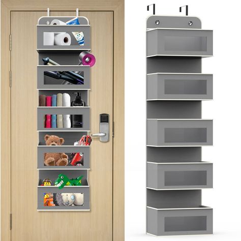 Aqash Over Door Storage Hanging Organiser - 5 Clear Window Pockets Organizer For Toys, Wallets And Towels, Grey (Grey) : Amazon.co.uk: Home & Kitchen Door Storage Ideas, Over Door Storage, Door Hanging Storage, Hanging Storage Pockets, Hanging Wall Organizer, 2025 Ideas, Cubby Shelf, Over The Door Organizer, Inside Doors