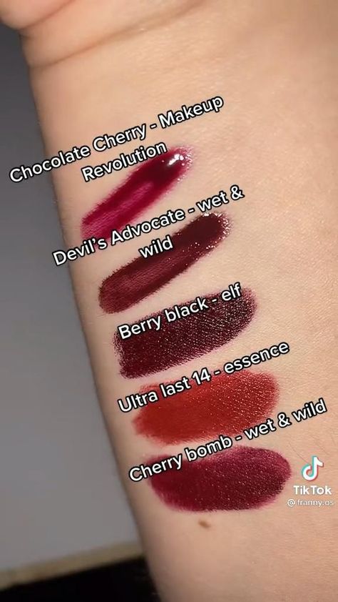 Dark Cherry Lip Gloss, Red Cherry Lipstick, Vampire Red Lipstick, Dark Red Lip, Dark Red Lipstick, Cherry Lipstick, Maroon Lipstick, Goth Vampire, Lip Makeup Tutorial