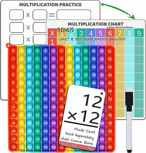 cOOva Multiplication Game - Big Multiplication Chart Math Fidget Toys - Learning Games Math Toys-Multiplication Pop w It 12x12 Math Manipulatives- Multiplication Machine Times Table Multiplication Table For Kids, Multiplication Game, Multiplication Flashcards, Table For Kids, Learning Multiplication, Multiplication Practice, Multiplication Games, Multiplication Chart, Math Toys