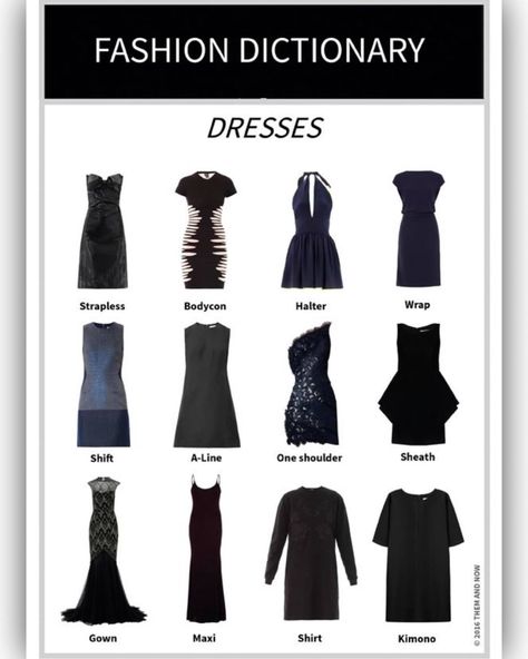 Day 10 of my #VisualDictionary post marathon. Here is a #FashionDictionary for dresses. I'm not exactly sure what is going on with the… Dresses Types Chart Style, Fashion Terminology, Fashion Infographic, Below The Knee Dresses, Dress Name, Clothing Guide, Fashion Dictionary, Fashion Terms, 2024 Outfits