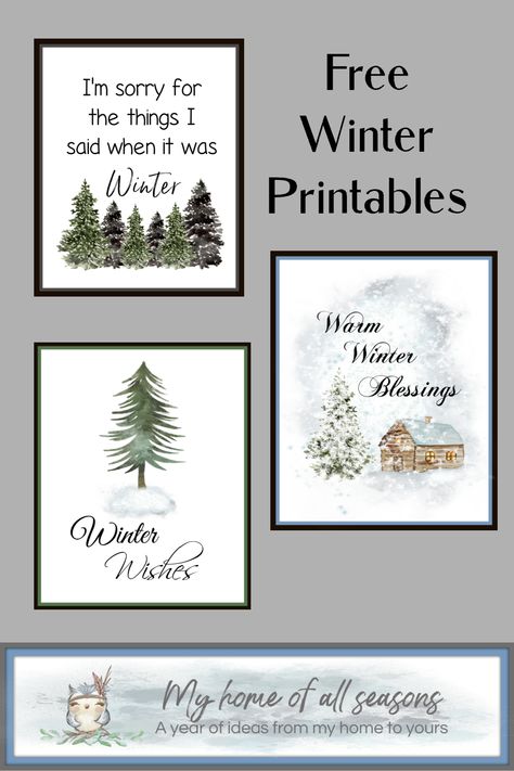 Seasonal Printable Ideas, Printable Winter Art, Free Winter Printables Decor, Printable Christmas Pictures, Winter Home Decor Diy, Winter Subway Art Printable Free, Farmhouse Winter Printables Free, Winter Printables Free Wall Art, Winter After Christmas Decor