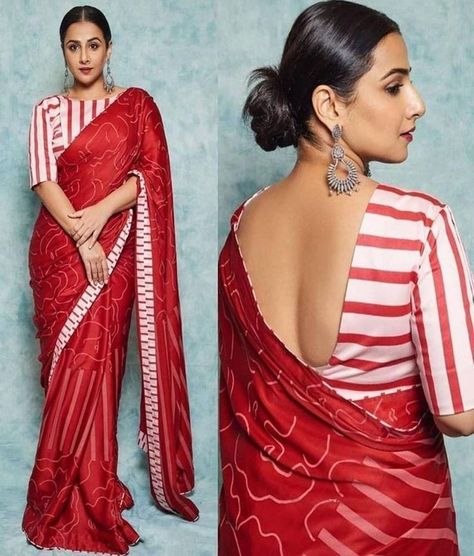 Striped Blouse Designs, Print Blouse Design, Neck Models, Sari Blouses, Neck Patterns, Cotton Saree Blouse Designs, Saree Blouse Neck Designs, Saree Fashion, Sari Blouse Designs