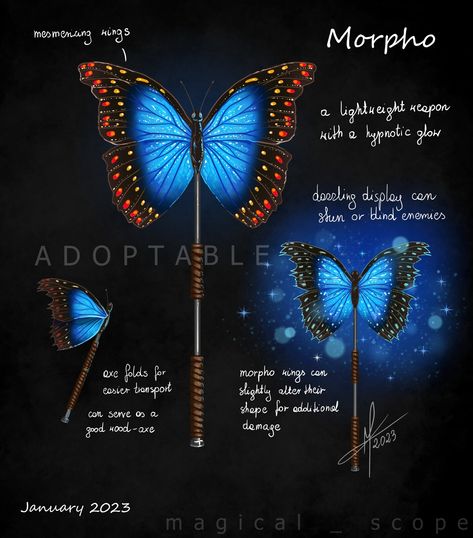 Magical Objects, D D Items, Magical Accessories, Rp Ideas, Props Art, Morpho Butterfly, Fantasy Props, Butterfly Photos, Arrow Tattoos