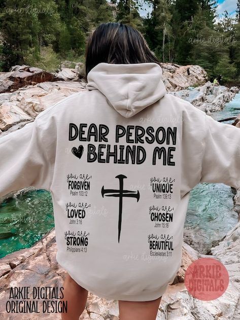 arkiedigitals - Etsy Dear Person Behind Me, Christian Crewneck, Jesus Clothes, Christian Shirts Designs, Message Positif, Christian Hoodies, Christian Quotes God, Christian Png, Christian Designs