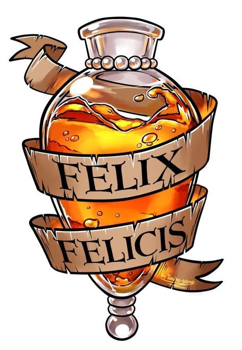 Felix Felicis Tattoo, Liquid Luck, Imprimibles Harry Potter, Felix Felicis, Harry Potter Painting, Harry Potter Stickers, Harry Potter Potions, Harry Potter Illustrations, Anniversaire Harry Potter