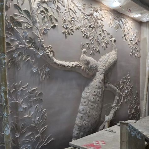 Peacock wall Mural 🦚 Wall Elevation, 3d Wall Murals, Mural Wall, Bas Relief, Mural Wall Art, 3d Wall, Wall Mural, Wall Murals, Mural