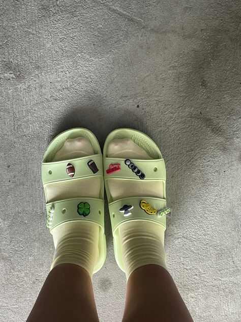 Croc Sandals Outfit, Crocs Sandals Outfit, Cool Crocs, Crocs Collection, Physical Manifestation, Lined Crocs, Crocs Slides, Crocs Fashion, La Life