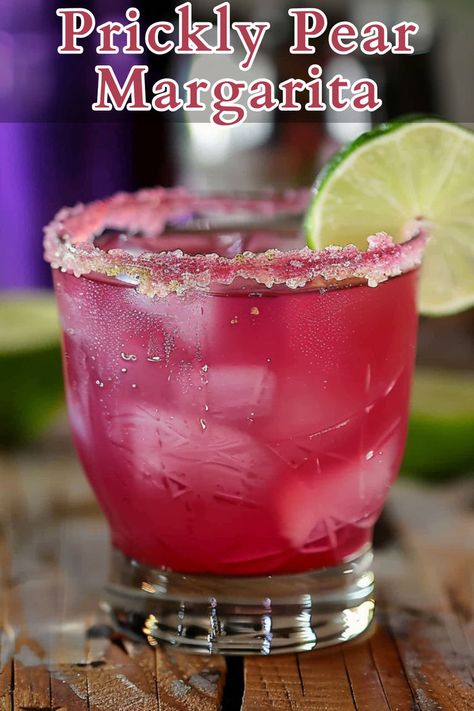 Prickly Pear Margarita is a vibrant twist on the classic margarita that brings a burst of color and unique flavor to your glass. This refreshing cocktail combines tequila, orange liqueur, prickly pear syrup, and fresh lime juice for a delightful mix that’s both sweet and tangy. Prickly Pear Juice, Pear Syrup, Pear Margarita, Easy Cocktail Recipe, Prickly Pear Margarita, Pear Cocktails, Easy Margarita, Happy Drink, Orange Liqueur