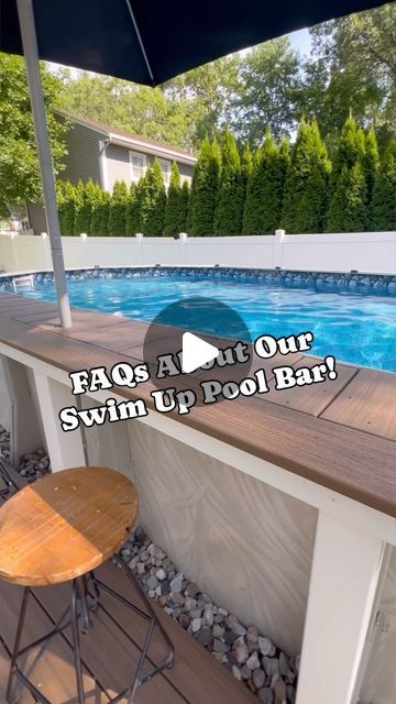 Rachel ☀️ RV Renovator and Camping Host on Instagram: "Here are the frequently asked questions about our swim up pool bar!! I think I addressed everything here, let me know in the comments if you would build this for your above ground pool! 

If you build it, make sure you tag me so I can see how it turned out!

#diyprojects #diypoolbar #poolbar #swimupbar #diysummer #outdoorproject #abovegroundpool #poolproject" Above Ground Pool With Bar, Swim Up Pool Bar Ideas, Above Ground Pool Bar Ideas, Above Ground Pool Bar, Swim Up Bar Pool, Swim Up Pool Bar, Pool Bar Ideas, Diy Above Ground Pool, Outdoors Ideas