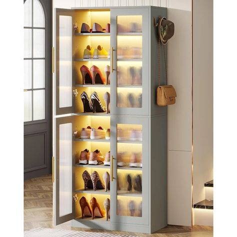 Ivy Bronx 24 Pair Shoe Storage Cabinet & Reviews - Wayfair Canada Shoe Cabinet Design, Cabinet Bookcase, Shoe Shelves, Bedroom Renovation, Kitchen Storage Rack, Garage Storage Cabinets, The Ivy, Closet System, Bathroom Storage Cabinet