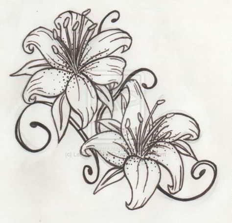 Great stargazing lilies Lily Tattoo Meaning, Tiger Lily Tattoos, Font Tato, Lillies Tattoo, Lily Tattoo Design, Lilies Drawing, Lily Flower Tattoos, Lion Head Tattoos, Hawaiian Tattoo