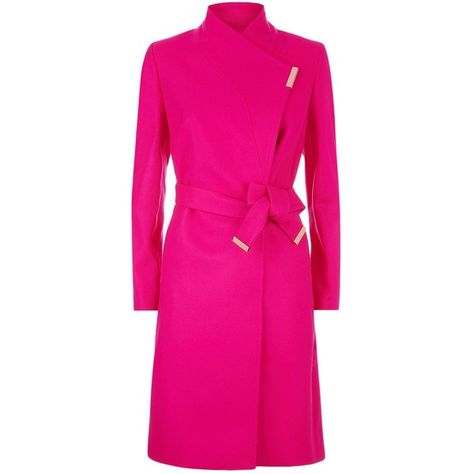 Ted Baker Kikiie Wrap Coat (1.385 BRL) ❤ liked on Polyvore featuring outerwear, coats, rose coat, wrap coats, pink coat, rose pink coat and ted baker coats Pink Coat Outfit, Ted Baker Coat, Happy Colours, Edgy Glam, Warm Dress, Elegant Coats, Chic Coat, Pink Wrap, Coat Outfit