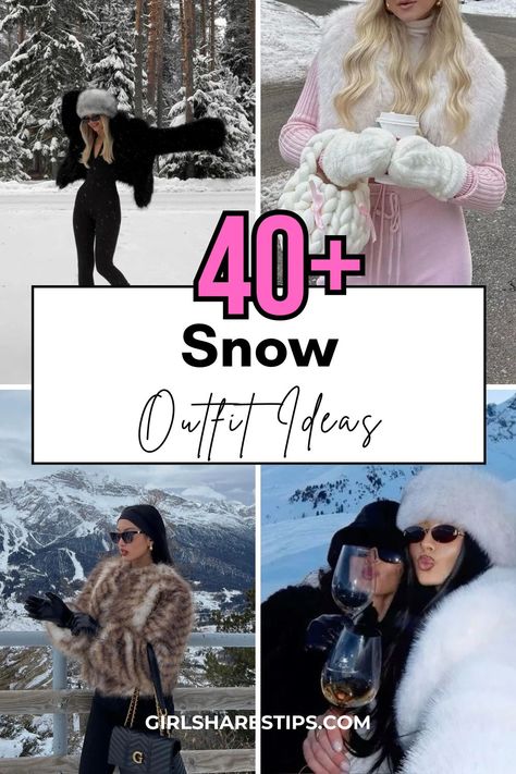 40+ Perfect Snow Outfit Ideas to Elevate Your Winter Wardrobe | Fashion Trends St Moritz Winter Fashion, White Skiing Outfit, Cold Weather Outfits Winter Snow, Aspen Outfit Aesthetic, Snow Hiking Outfit Women, Women Ski Outfit Ideas, How To Dress For Snow, Snow Attire Women Winter, Womens Snow Boots Outfit