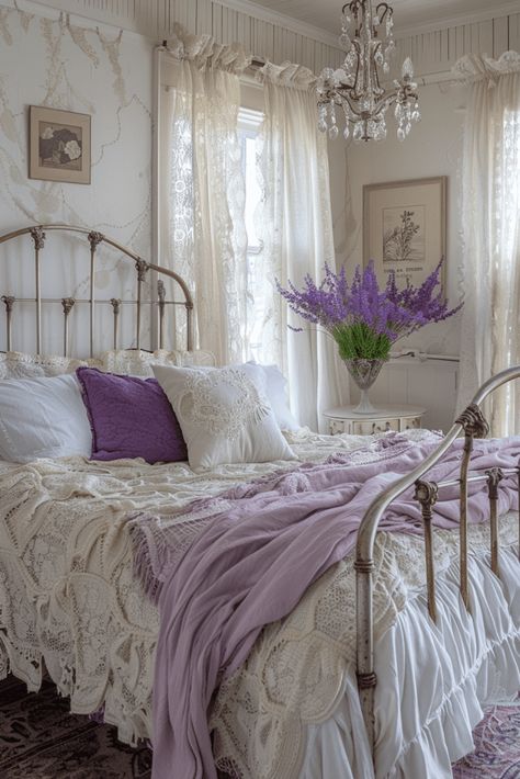 Soft Lavender Bedroom, Vintage Master Bedrooms Decor, Purple Girly Things, Lavender Bedrooms, Lavender Boho Bedroom, Bedroom Solutions, Lavender Bedroom, Lavender Room, Purple Bedroom