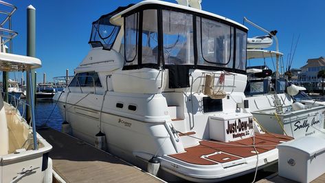 Cabin Cruisers For Sale, Carver Yachts, Cabin Cruiser Boat, Marine Flooring, Tv Center, Carolina Beach Nc, Cruiser Boat, Stainless Sink, Cabins For Sale