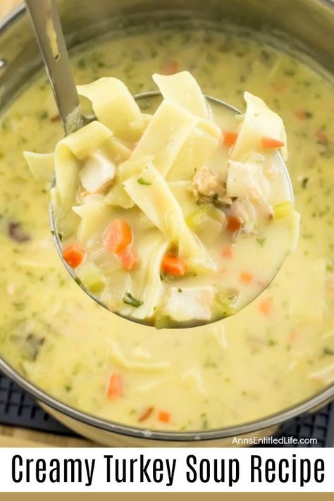 Turkey And Egg Noodles, Cream Of Turkey Soup, Turkey Soup Crockpot, Best Turkey Soup, Easy Turkey Soup, Turkey Soup From Carcass, Creamy Turkey Soup, Turkey Vegetable Soup, Pasta Soup Recipes