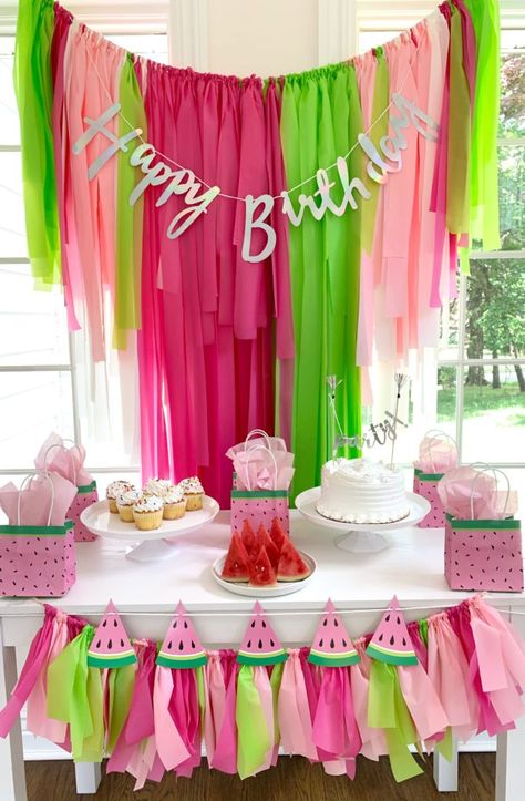 Celebrate With A Very “Stylish” Shop Watermelon Birthday Party Theme, Fringe Decor, Watermelon Theme, Watermelon Birthday Parties, Watermelon Baby, Birthday Party Backdrop, Fruit Birthday, Backdrop Birthday, Watermelon Party