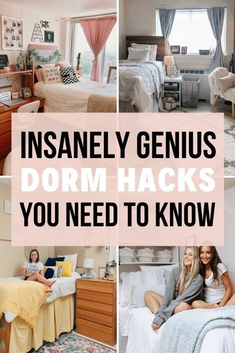 Dorm Room Setup, College Dorm Room Organization, Dorm Room Checklist, Small Dorm Room, College Dorm Room Inspiration, Dorm Hacks, Small Dorm, Dorm Room Styles, Freshman Dorm