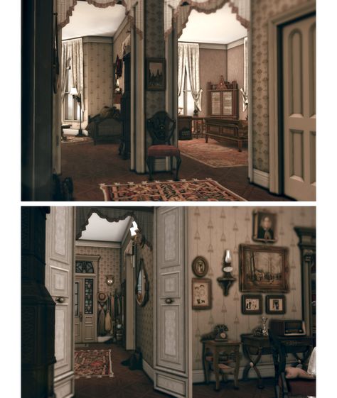 Sims 4 Edwardian House, Lilis Palace Sims 4, Sims 4 Vintage Living Room, Sims 4 Old House Cc, Sims 4 Regency House, Sims 4 Victorian House Cc, Sims 4 Castle Interior, Sims 4 Victorian House Interior, Middle Class Apartment