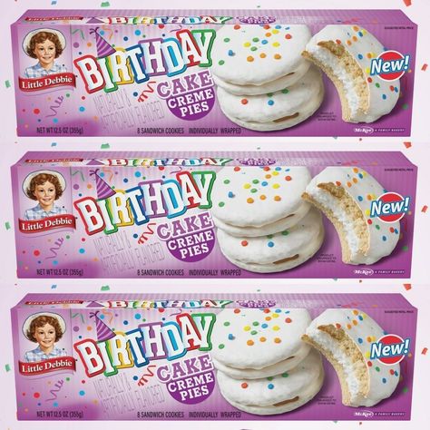 NEW! 🎉 These classic crème-filled cookies are infused with birthday cake flavor and decorated with white icing and topped with colorful candy confetti. They are releasing mid-April. Has anyone seen them in stores yet?? Comment below! #littledebbie #birthdaycake #junkfood #snacktime #newfood #funfood #foodiefun @thereallittledebbie Birthday Cake Flavored Snacks, Debbie Snacks, Store Bought Snack, Birthday Cake Flavors, White Icing, Filled Cookies, Quick Easy Snacks, Easy Snack Recipes, Colorful Candy