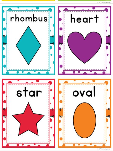 Shapes Charts For Kindergarten, Shapes Kindergarten Wall Decoration, Shape Posters Preschool Free Printable, Shapes Flash Cards Free Printable, Shape Flashcards Printable Free, Shape Flash Cards, Shapes Preschool Printables, Preschool Center Signs, Shapes Flashcards